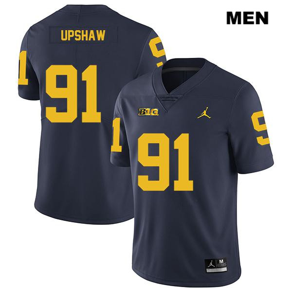 Men's NCAA Michigan Wolverines Taylor Upshaw #91 Navy Jordan Brand Authentic Stitched Legend Football College Jersey ZJ25H01QB